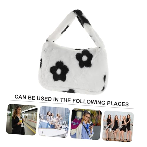 TOPPERFUN Plüsch Schultertasche Damen Weiß Flauschige Handtasche Süße Tragetasche Alltags Tasche Für Urlaub Shopping Reise Alltag von TOPPERFUN