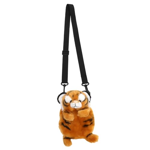TOPPERFUN Plüsch Tiger Umhängetasche mit Verstellbarem Gurt Süße Schultertasche für Damen Leichtes Design für Schule Reisen und Partys Niedlicher Cartoon Tiger Look Modisches Geschenk von TOPPERFUN