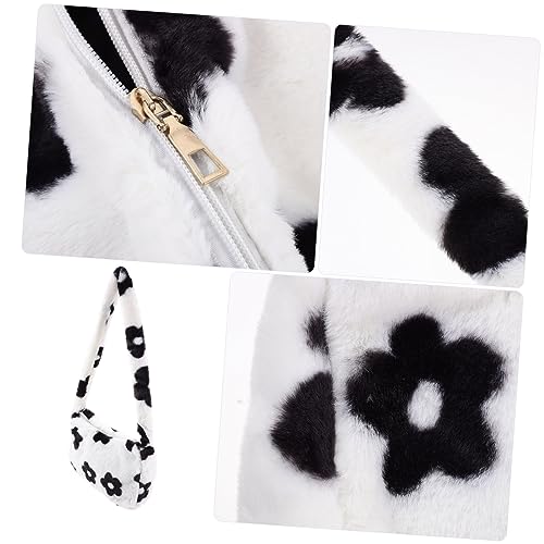 TOPPERFUN Plüsch Umhängetasche mit Blumenmotiv Leichte Schultertasche für Damen Weiche Handtasche mit Großer Kapazität Vielseitig für Alltag und Freizeit Modische Kuscheltasche von TOPPERFUN
