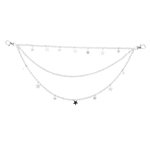 TOPPERFUN Punk Unisex Jeans Ketten Gürtel mit Mehrlagigem Fünfkant Stern Anhänger Leichte Robuste Hose Kette für Herren Damen Stylische Hip Hop Accessoire für Jeans und Casual Outfits von TOPPERFUN