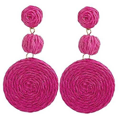 TOPPERFUN Raffia Statement Ohrringe für Damen Handgemachte Bohemian Creolen Design für Strand Urlaub und Besondere Anlässe Leicht und Langlebig von TOPPERFUN