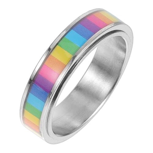TOPPERFUN Regenbogen Lesbian Ring aus Langlebiger Legierung Stilvoller Pride Schmuck für Damen und Herren Hautfreundlich Glatt Verarbeitet Modisches Accessoire für Partys und Besondere von TOPPERFUN
