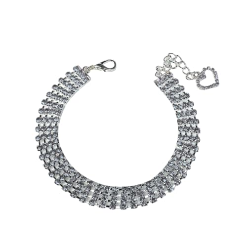 TOPPERFUN Reihiges funkelndes Hundehalsband mit Herz Anhänger Modisches Haustier Schmuckstück in Weiß Langlebige Halskette für Hunde für Fotoshootings und Festtagsoutfits von TOPPERFUN