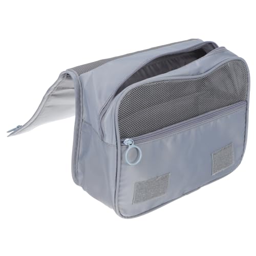 TOPPERFUN Reise Kosmetiktasche mit Haken Faltbare Waschgepäck Tasche Große Wasserfeste Aufbewahrung für Toilettenartikel Praktischer Make Up Organizer für Damen und Herren Hellgrau von TOPPERFUN