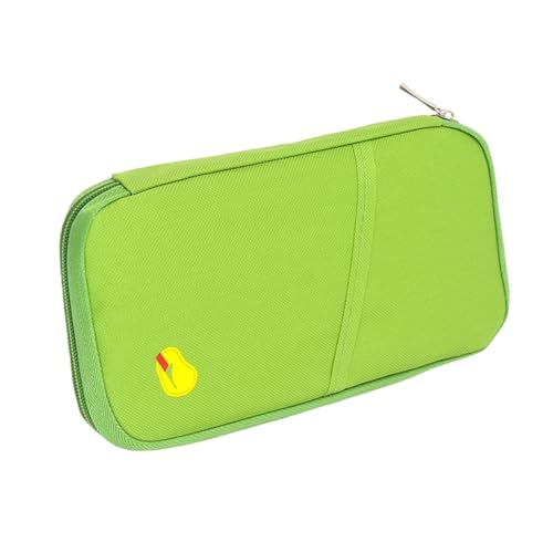 TOPPERFUN Reisepassetui Grün Klein Canvas Multifunktionaler Dokumentenhalter Geldbörse für Damen und Herren Reise Organizer mit Ausreichender Kapazität für Ausweis Bargeld und Karten von TOPPERFUN