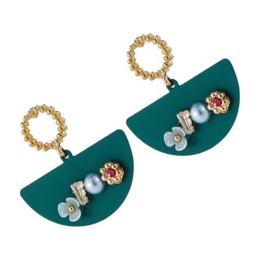 TOPPERFUN Retro Fan Shaped Pearl Shell Earrings für Damen Stilvolle Ohrstecker mit Blumen Design Ohrschmuck für Besondere Anlässe Ohrhängern für Look Hypoallergen und von TOPPERFUN
