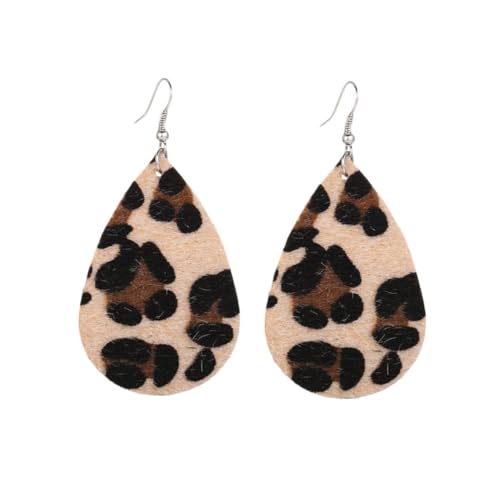 TOPPERFUN Retro Ohrringe Damen Tropfenform Leopardenmuster Kunstleder Ohrhänger Auffälliger Damenschmuck für Alltag Büro Party und Freizeit Modisch und Vielseitig von TOPPERFUN