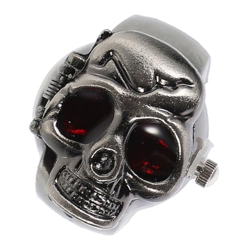 TOPPERFUN Retro Ring Uhr für Damen und Herren Kreative Fingeruhr mit Klappbarem Langlebig und Praktisch für Halloween Partys Schwarz von TOPPERFUN