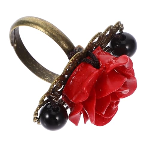 TOPPERFUN Retro Stil Mädchenring Eleganter Finger Schmuck mit Einzigartigem Blumenmodell für Festivals und Tägliche Outfits Hautfreundliches Material Perfektes für Freunde von TOPPERFUN