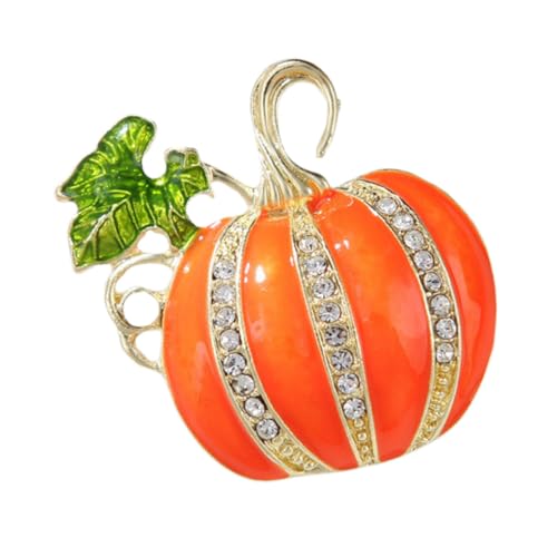 TOPPERFUN Rhinestone Halloween Pumpkin Brosche Leichtes Elegantes Kürbis Design mit Funkelnden Strasssteinen Vielseitige Anstecknadel für Pullover Strickjacken und Taschen Herbst- und von TOPPERFUN