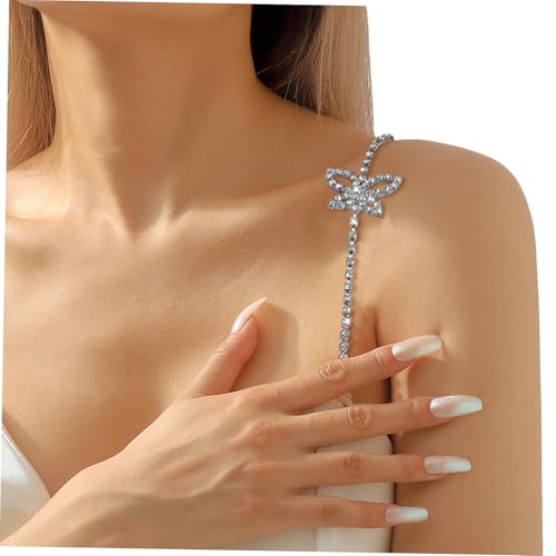 TOPPERFUN Strass Schulterkette Für Kleider Mit Schmetterlings-ornament Dekorativer Schultergurt Für Damen Körperschmuck Mit Strasssteinen von TOPPERFUN