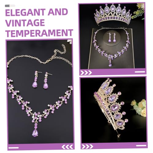 TOPPERFUN Rhinestone Tiara mit Krone Halskette und Ohrringen für Damen Brautschmuck mit Funkelndem Strass Geeignet für Hochzeit Geburtstag Festliche Anlässe und Brautkleid Accessoires von TOPPERFUN