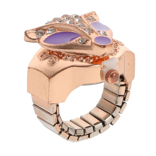 TOPPERFUN Ring Uhr mit Diamantverzierung für Damen und Dekorative Fingeruhr für Alltag und Besondere Anlässe Sicher und Angenehm zu Tragen Ihre Persönlichkeit Zufällige Zufällige Farbe von TOPPERFUN