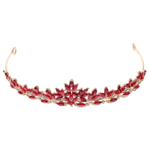 TOPPERFUN Rote Braut Tiara mit Funkelnden Strasssteinen Stilvolles Diadem Kopfstück für Hochzeit Festliche Prinzessinnenkrone aus Langlebiger Legierung Glamouröses Haarschmuck-accessoire für von TOPPERFUN