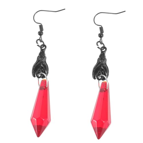 TOPPERFUN Rote Fledermaus Ohrringe Damen Gothic Ohrhänger mit Anhänger Metallschmuck für Halloween Party Dangle Ohrringe Hautfreundlich und Langlebig von TOPPERFUN