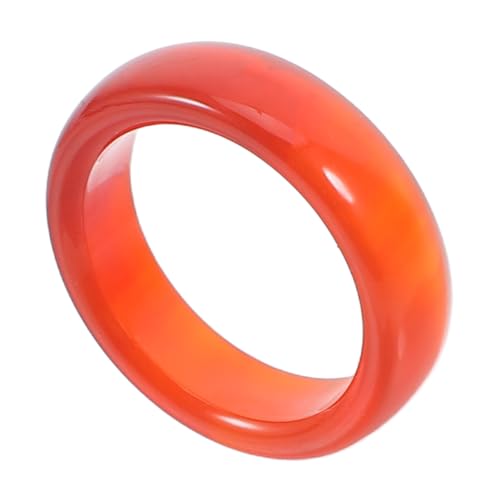 TOPPERFUN Roter Karneolring Damen Natürliches Achat Schmuckstück Eleganter Edelsteinring Handgefertigt Innendurchmesser Stilvoller Bandring für Alltag und Party von TOPPERFUN