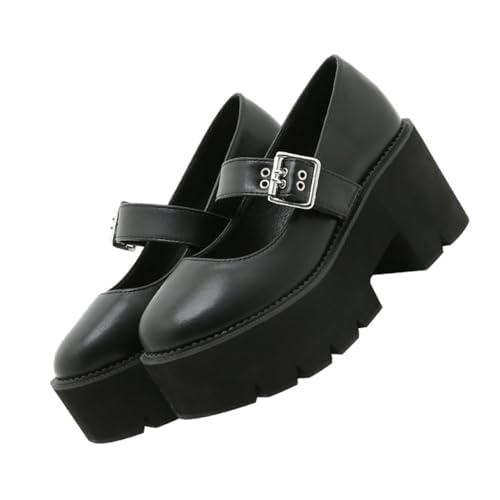 TOPPERFUN Runde Damenschuhe aus hochwertigem Material mit Metallverschluss rutschfeste Flache Sohlen Stilvolle und Bequeme Schuhe für Damen Geeignet für Innen Außenbereiche Langlebig und von TOPPERFUN