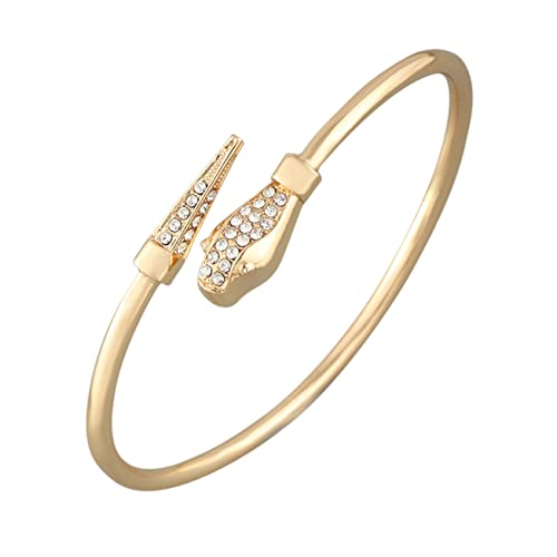 TOPPERFUN Schlanger Armreif Mit Strass Für Damen Verstellbar Rostfrei Leicht Tragbar Als Körperschmuck Für Alltag Und Party von TOPPERFUN