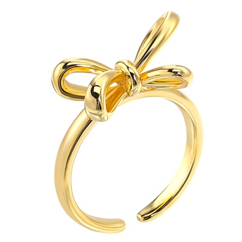 TOPPERFUN Schleifenring Offener Ring für Damen Eleganter Stapelbarer Schmuck Zarter Schleifenschmuck Perfektes für Frauen Modischer Statement Ring von TOPPERFUN
