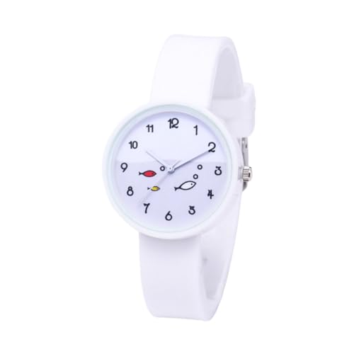 TOPPERFUN Schlichte Weiße Silikon Studentenuhr für Mädchen Verstellbar Modisch und Geeignet für Frauen und Schüler als zu Geburtstag und Weihnachten von TOPPERFUN