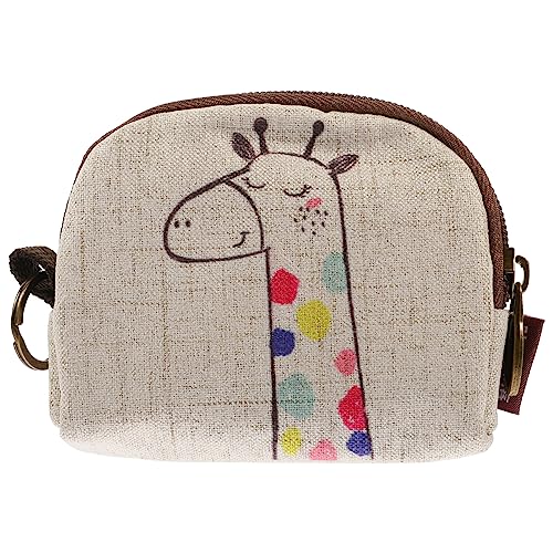 TOPPERFUN Münztüte Giraffe Cartoon Schlüsselaufbewahrungstasche Kleine Reisetasche Leinen Praktische Kosmetiktasche für Damen von TOPPERFUN