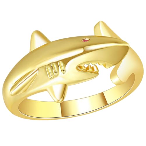 TOPPERFUN Ring Verstellbar Offener Ring Kupfer Meeresmotiv für Frauen Modeschmuck als Geburtstagsgeschenk Ästhetischer Damenring von TOPPERFUN