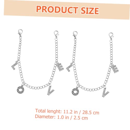 TOPPERFUN Schuhkette mit Strassstein love buchstaben Modischer Schuhanhänger für Sneaker und Sandalen Langlebige Metallkette mit Funkelndem Schmuck für Damen Weißgold finish von TOPPERFUN