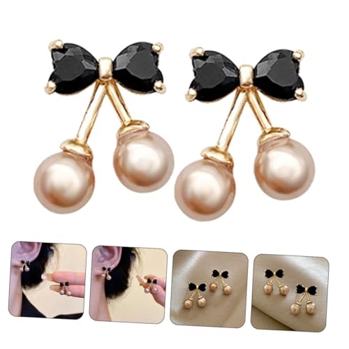 TOPPERFUN Schwarze Schleifen Ohrstecker Damen Ohrringe Modisch Stilvoll für Party Hochzeit Schmuck Zubehör von TOPPERFUN