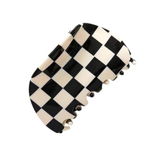 TOPPERFUN Schwarze und Weiße Kariert Mittlere Haarklammer aus Langlebigem Acetat Halbrunder Damen Haarklammer für Festen bei Alltag und Duschen Modischer Haarschmuck für Frauen und Mädchen von TOPPERFUN