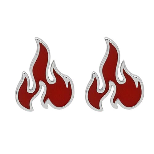 TOPPERFUN Silber Ohrhänger Flammenform Rote Damen Ohrringe Modischer Dangler Für Alltag Party von TOPPERFUN