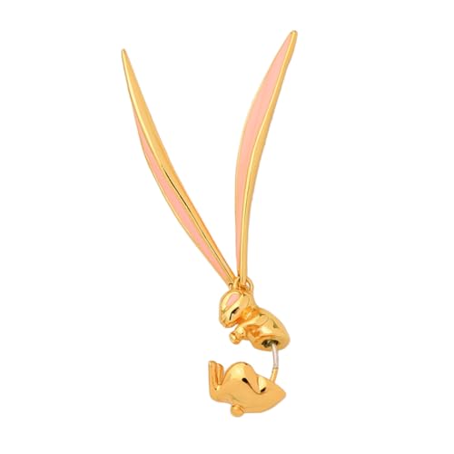 TOPPERFUN Silber Ohrstecker Einzelohrhänger mit Süßem Emailliertem Hasenmotiv Damen Modeschmuck für Alltag und Party von TOPPERFUN
