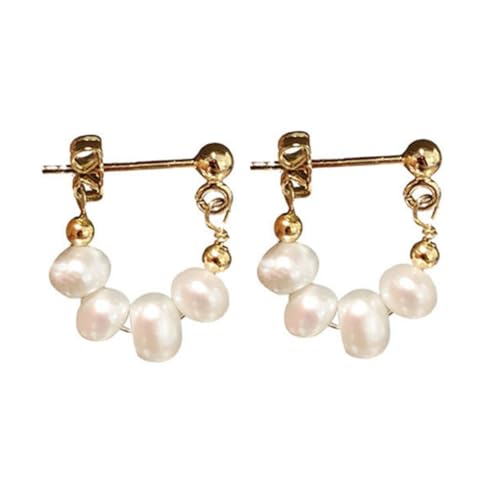 TOPPERFUN Silber Ohrstecker mit Perlen Modische Damen Ohrringe für Frühling Leichtes Hänge Design Hypoallergen und Vielseitig Kombinierbar von TOPPERFUN