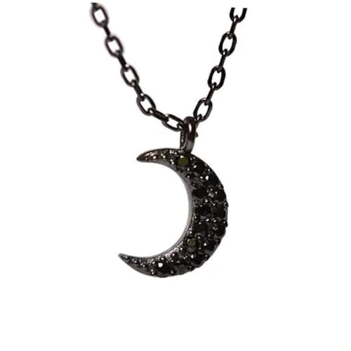 TOPPERFUN Silberkette Damen mit funkelndem Halbmond Anhänger Punk Stil Strassbesetzte Clavicle Chain Modische Kurze Halskette für Frauen Eleganter Schmuck zum Ausgehen von TOPPERFUN