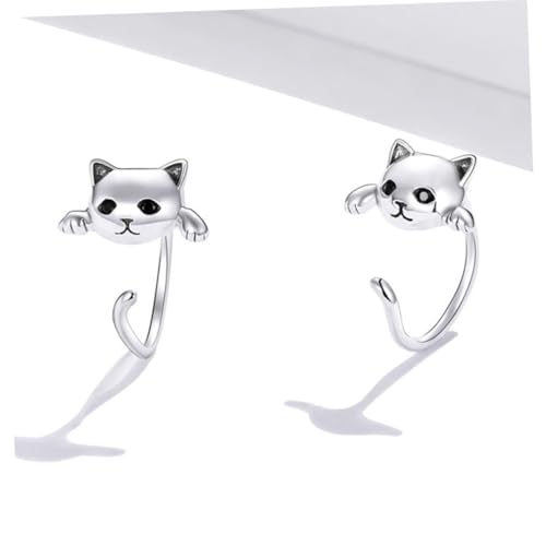 TOPPERFUN Silberne Katzen Ohrstecker Damen Sterling Silber Niedliche Tier Ohr Schmuck Leicht und Hautfreundlich Für Alltag Party Geschenkidee von TOPPERFUN