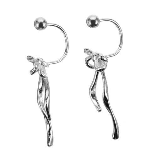 TOPPERFUN Silberne Ohrstecker mit Gedrehtem Schleifen design Leichte Hautfreundliche Damen ohrringe aus Zinklegierung Formbeständig und Wiederverwendbar Stilvolle Schmuck dekoration für von TOPPERFUN