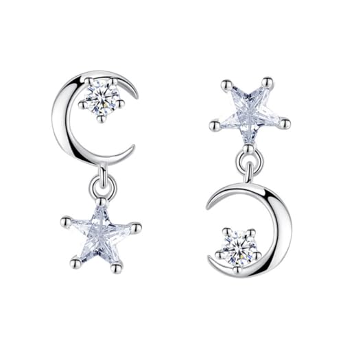 TOPPERFUN Silberne Stern Ohrringe Damen Schlichte Galvanisierte Ohrstecker mit Auffälliger Stern Dekoration Leichte Langlebige Modeschmuck Accessoires Nickelfrei für Alltag und von TOPPERFUN