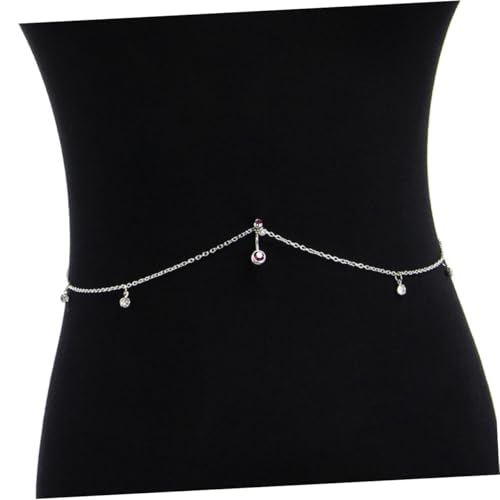 TOPPERFUN Silberner Bauchnabelring mit Strasssteinen und Kette Hautfreundliches Piercing Schmuck Glatte Oberfläche Langlebig Modisches Bauchnabelpiercing für Damen für Strand und Sommer von TOPPERFUN