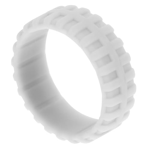 TOPPERFUN Silikon Ehering mit Reifenmuster Flexibel Atmungsaktiv Leichter Ring für Damen Herren Sport Hellgrau von TOPPERFUN