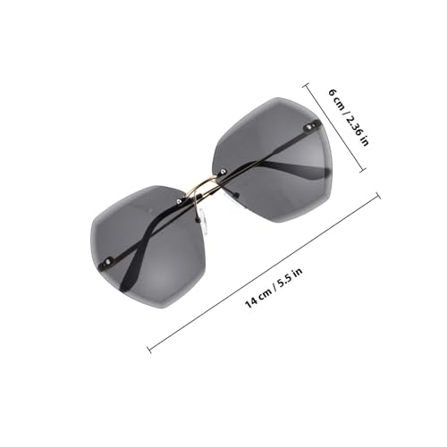 TOPPERFUN Sommer Sonnenbrille Damen Herren Rimless Sonnenbrille Outdoor Brillenprop Langlebig Stylisch Goldener Rahmen Schwarzgraue Gläser für Party Fotoshooting von TOPPERFUN