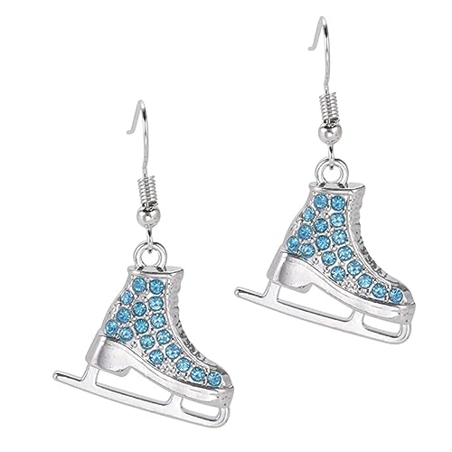 TOPPERFUN Sport Ohrringe mit Wasserdiamanten Leichte Eislauf Ohrringe für Frauen Himmelblau Schlittschuh Accessoires für Freizeit und Festlichkeiten von TOPPERFUN