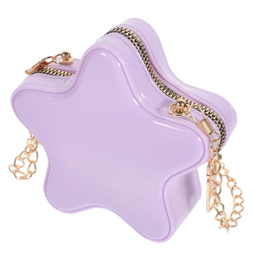 TOPPERFUN Starförmige Kleine Umhängetasche Damen Kompakte Crossbody Bag mit Kettenhenkel Leichte Schultertasche für Alltag Tragbare Cartoon handtasche in Violett für Essentials von TOPPERFUN