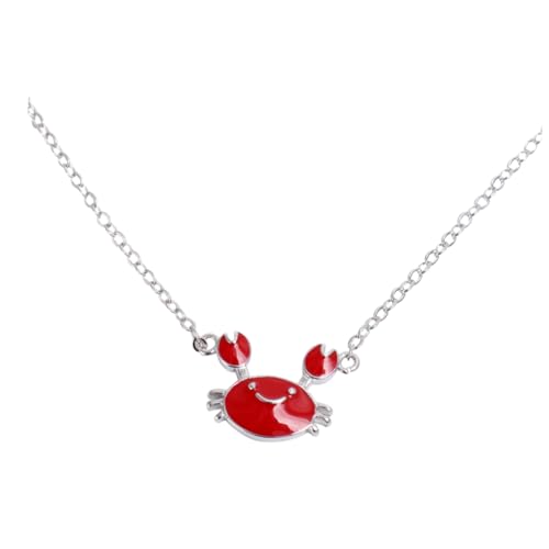 TOPPERFUN Sterling Silber Kette Damen mit Zartem Krebs Anhänger Rot Glasiert Nickelfrei Verfärbungsbeständig Modische Halskette für Romantische Frauen Eleganter Schmuck für Alltag und von TOPPERFUN