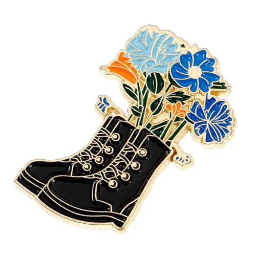 TOPPERFUN Stilvolle Damen Broschen Anstecknadel Stiefel Blumenmotiv Modische Metallbrosche für Hemden Pullover Taschen und Schals Eleganter Reversschmuck zur Kleidung Verzierung von TOPPERFUN