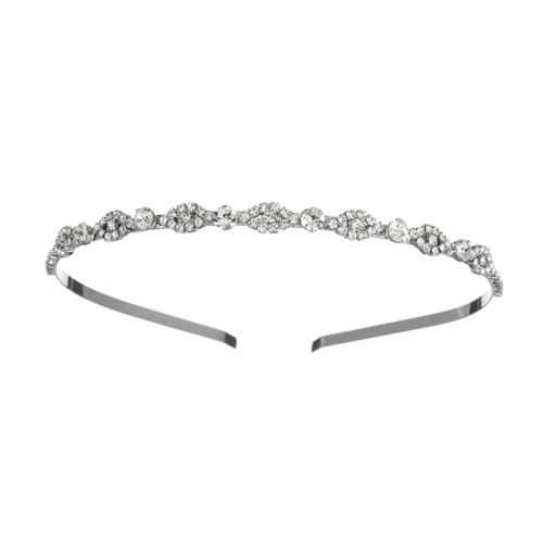TOPPERFUN Strass haarband Damen Schmaler Wellen haarreif mit Funkelnden Kristallen Modischer Haarschmuck für Hochzeit Party Tanz und Festliche Anlässe Silberfarben von TOPPERFUN