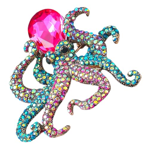 TOPPERFUN Oktopus-brosche Strass Anstecknadel Für Damen Modeschmuck Für Kleidung Taschen Hüte Und Schals Oktopus-form Haltbar Und Unverwüstlich von TOPPERFUN