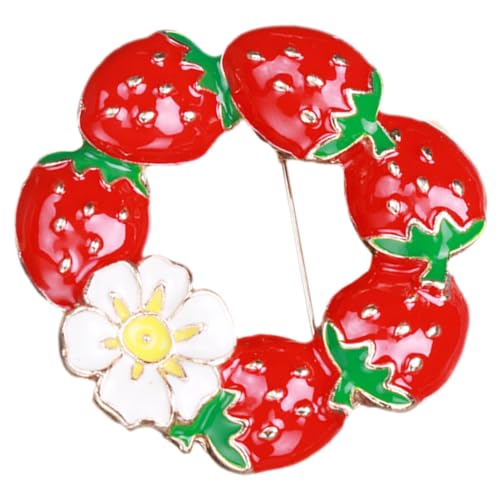 TOPPERFUN Strawberry Brosche Damen Anstecknadel Robust Pin für Kleidung Taschen Schals Modische Erdbeer lapel Pin Schmuck Accessoire für Frauen Geschenkidee für Geburtstag Hochzeit von TOPPERFUN