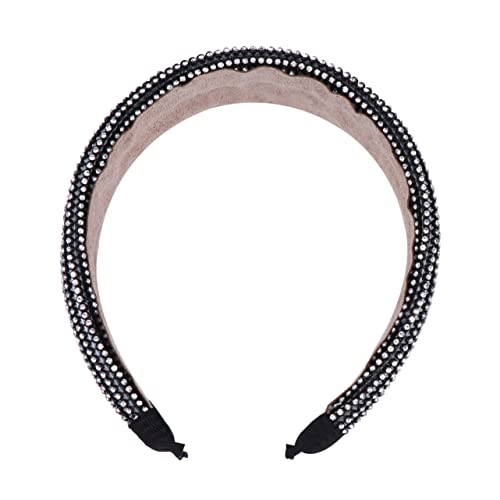 TOPPERFUN Stylisches Haarband mit Breiter Krempe und Strass Einfaches Haarschmuck Accessoire für Damen und Mädchen Schwarz für Täglichen Gebrauch und Besondere Anlässe von TOPPERFUN