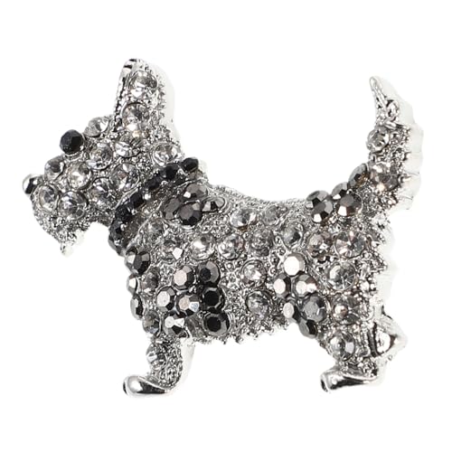 TOPPERFUN Süße Cartoon Hund Brosche Silbern mit Glitzersteinen Perfektes Tiermotiv für Kleidung Rucksäcke Hüte Elegantes Accessoire für Alltag und Besondere Anlässe von TOPPERFUN