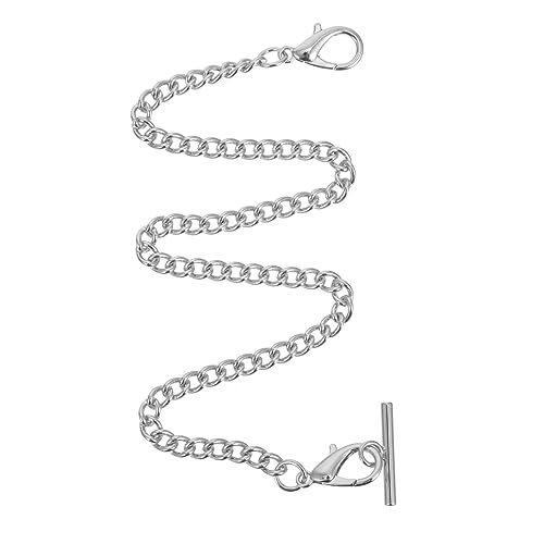 TOPPERFUN Taschenuhrkette Metall mit T Bar und Karabiner Kleidung Accessoire für Herren und Damen für Weste und Jeans Dekorativ und Funktional von TOPPERFUN