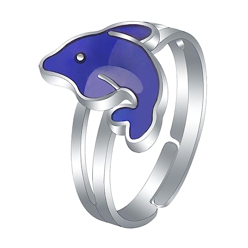 TOPPERFUN Thermochromic Dolphin Finger Ring Farbwechselnder Stimmungsring für Partys und Kostüme Stilvolles Design Sich an Körpertemperatur Anpasst TOPPERFUN Thermochromic Dolphin Finger Ring Farbwechselnder Stimmungsring für Partys und Kostüme Stilvolles Design Sich an Körpertemperatur Anpasst von TOPPERFUN